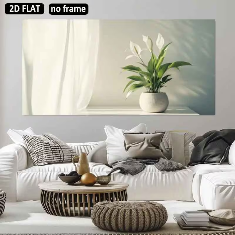 Peace Lily White - (1 ชิ้น ไม่มีกรอบ) ภาพพิมพ์ผ้าแคนวาสขนาดใหญ่ 2D แบบแบน