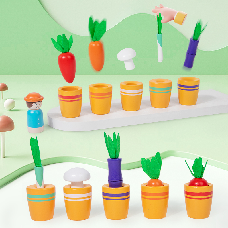 Plant Parent Yearly - ชุดของเล่นเพื่อการศึกษาสำหรับเด็ก - เกมปลูกผักจำลอง, โมเดลแครอทและเห็ดไม้, กิจกรรมสร้างปฏิสัมพันธ์ระหว่างพ่อแม่และลูก
